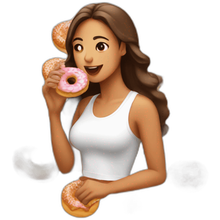 fit latin woman eating a donut emoji