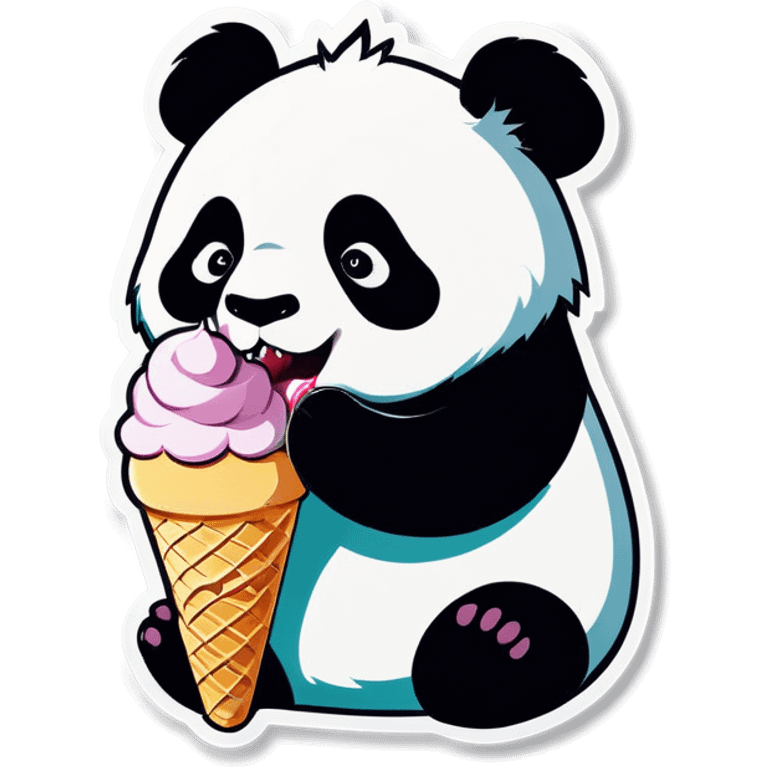 Panda eating ice cream emoji