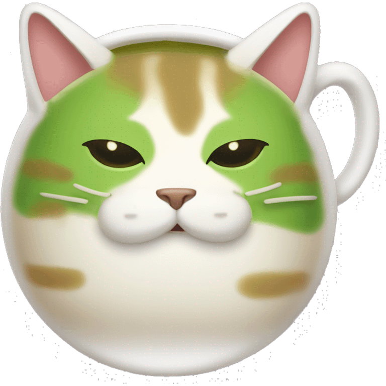 Fat cat drink matcha latte  emoji