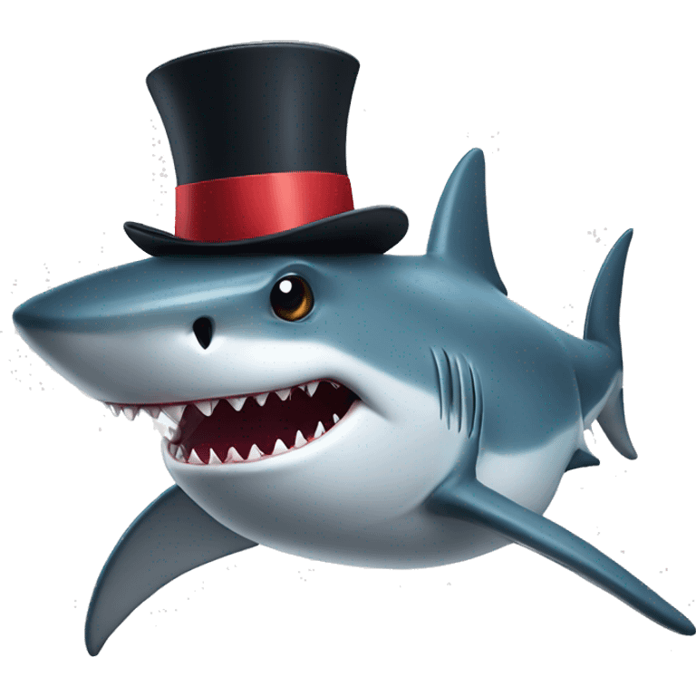 Shark with a top hat emoji