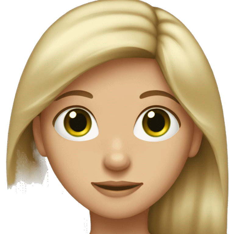 A girl with green eyes and dirty blond hair  emoji