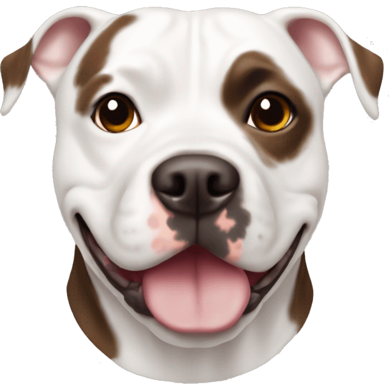 White staffordshire bull terriër with brown spot on right eye emoji