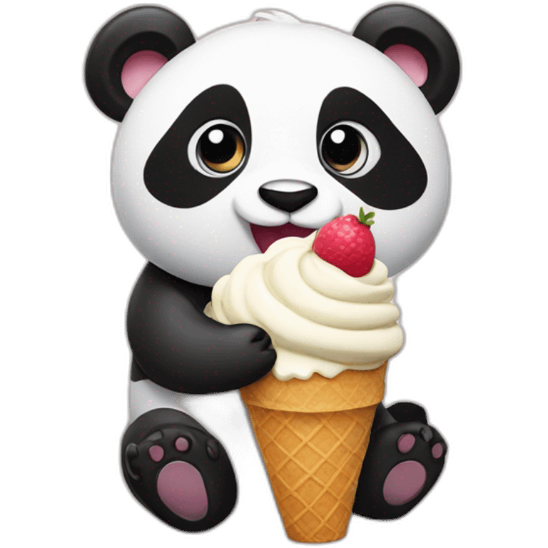 Panda eating ice cream emoji