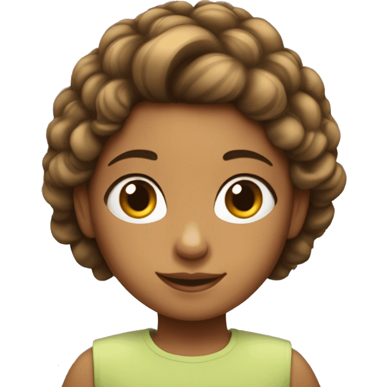 Una niña con el pelo suelto y con un iPhone  emoji