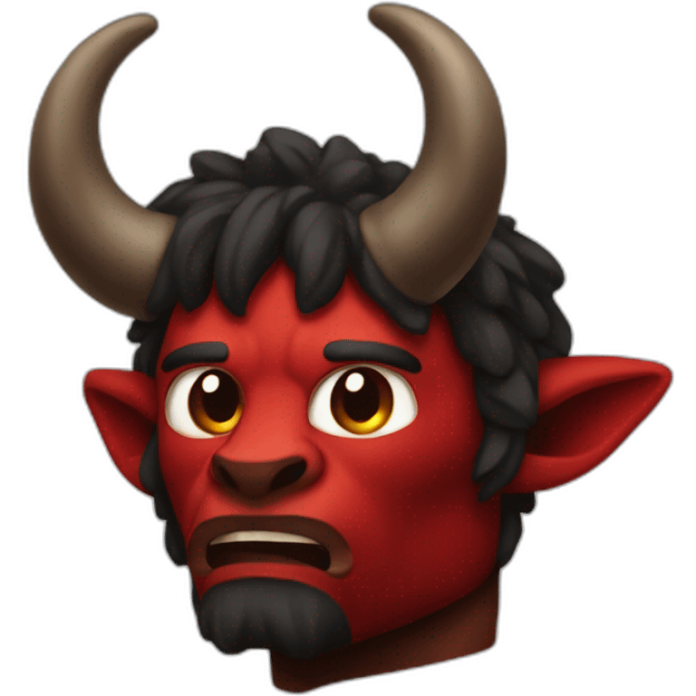 Skeptic black and red Minotaur emoji