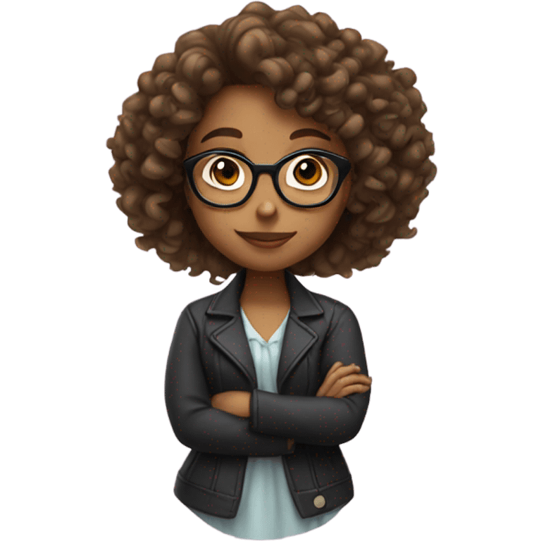 Girl wearing glasses with curly hair  emoji