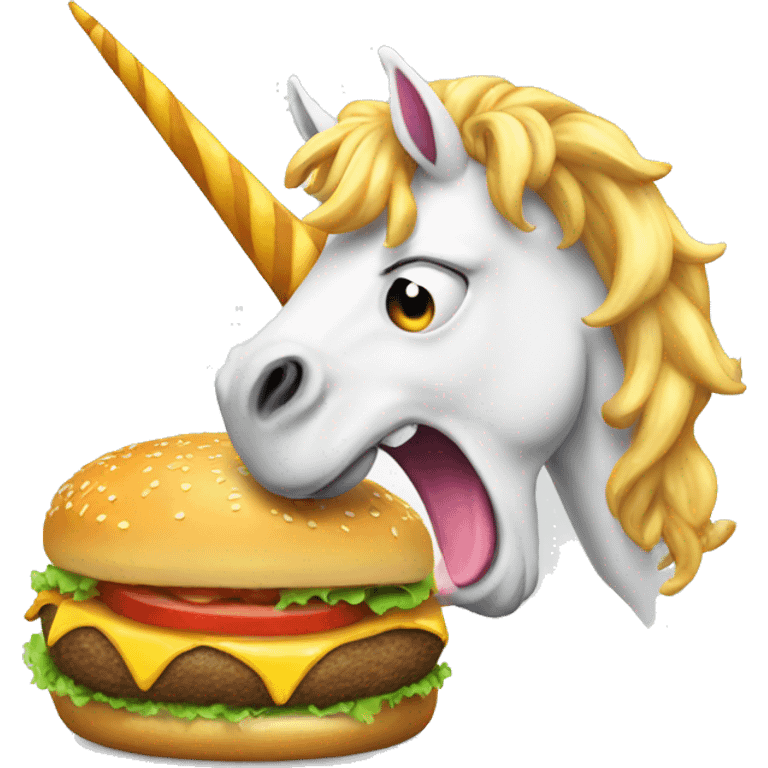 Unicorn eating burger emoji