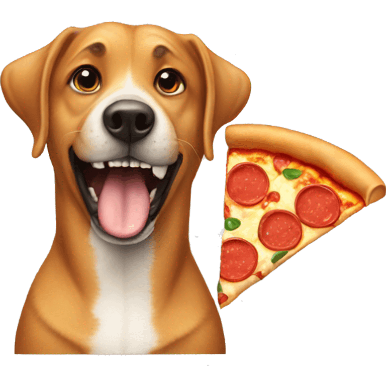 Dog eating pizza emoji