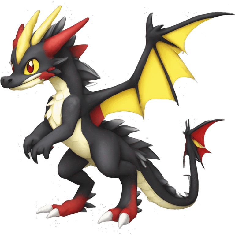 Anthro Cute cool black red white yellow nargacuga-dragon sergal animal hybrid Fakemon full body emoji