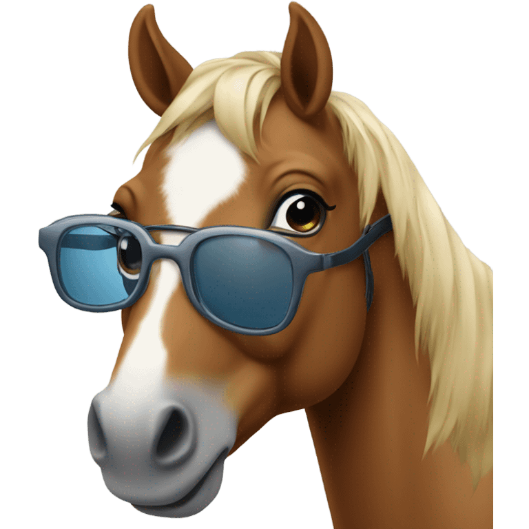 Horse wearing glasses emoji