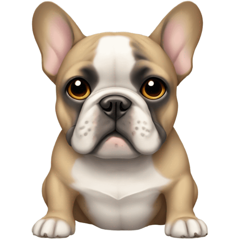 A blue and tan French bulldog dealing with depression emoji