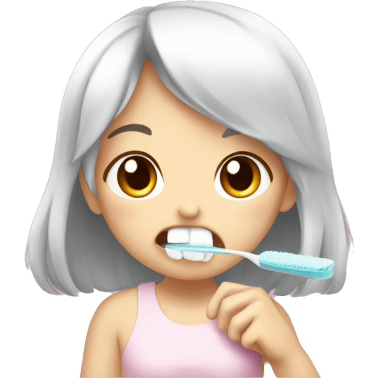 A cute anime girl brushing her teeth  emoji