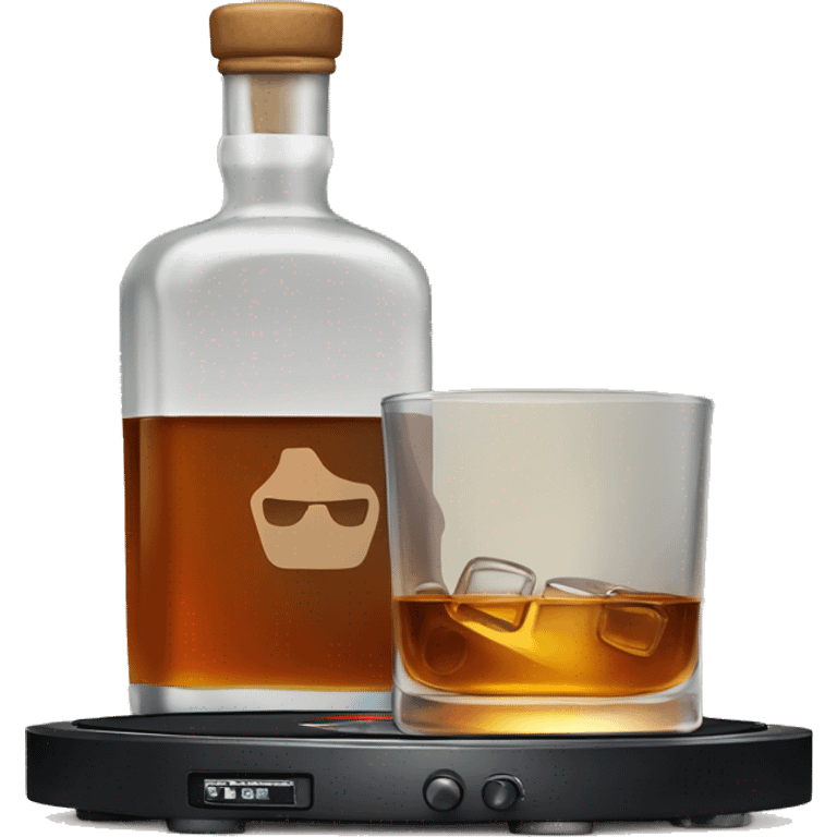 turntable and a glass pf whiskey emoji