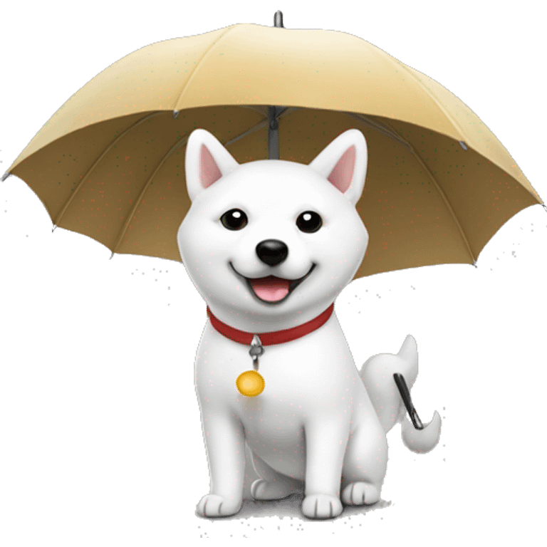 White Shiba with an umbrella  emoji