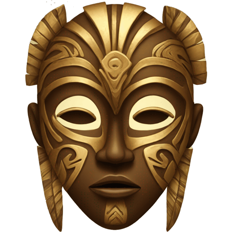 African tribal mask, golden and brown colors with ornament emoji