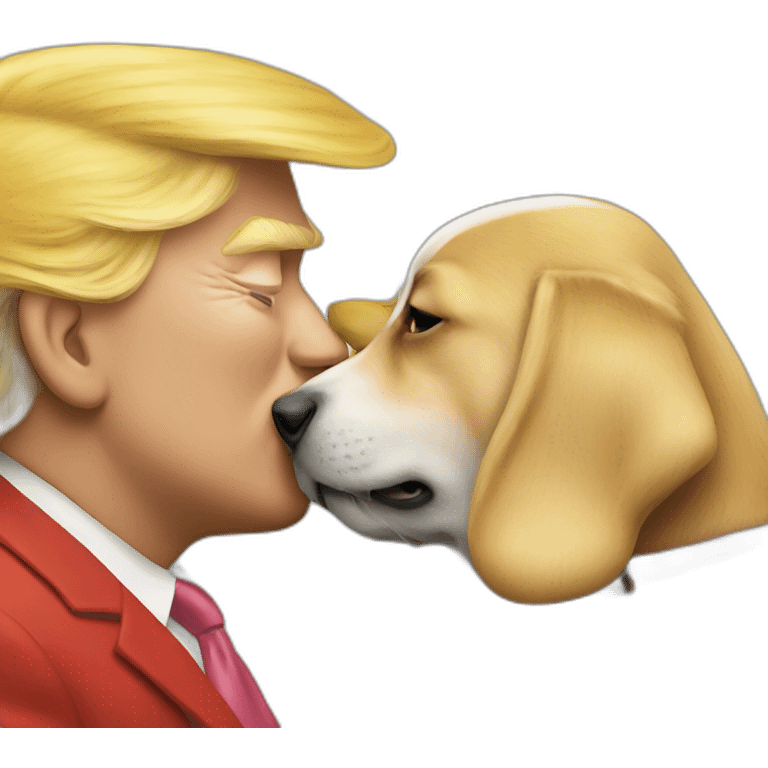 trump kissing a dog emoji