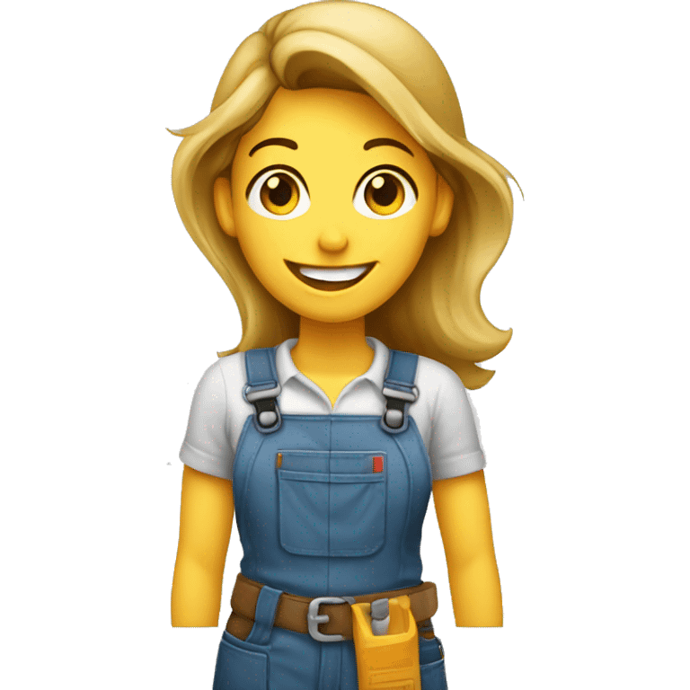 young female carpenter very happy emoji