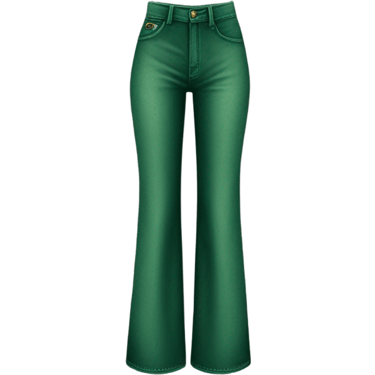 Realistic long Wide leg high waisted green velour jeans, isolated emoji