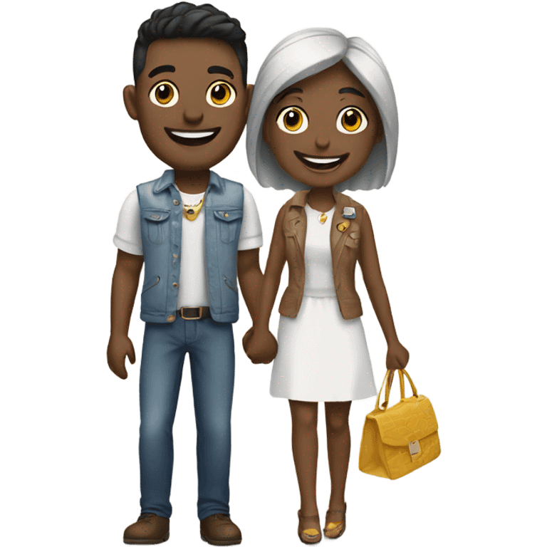 happy couple with accessories emoji