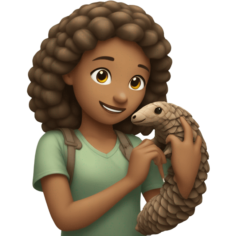 A girl stroking a pangolin  emoji