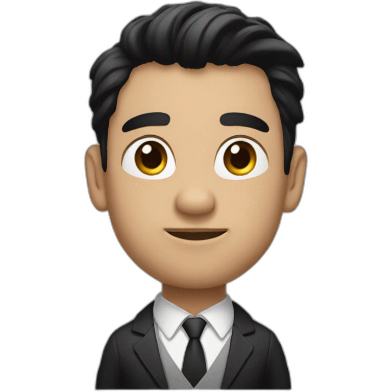 small and muscular guy with suit with black hair emoji