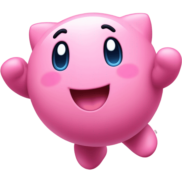 cute classic Kirby jumping emoji