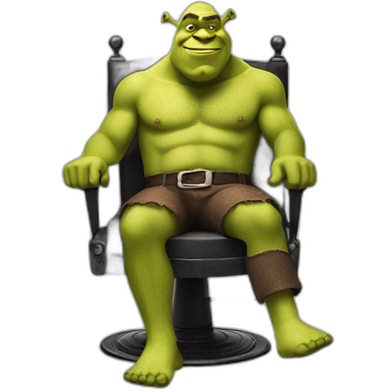 Shrek on chair and barber emoji