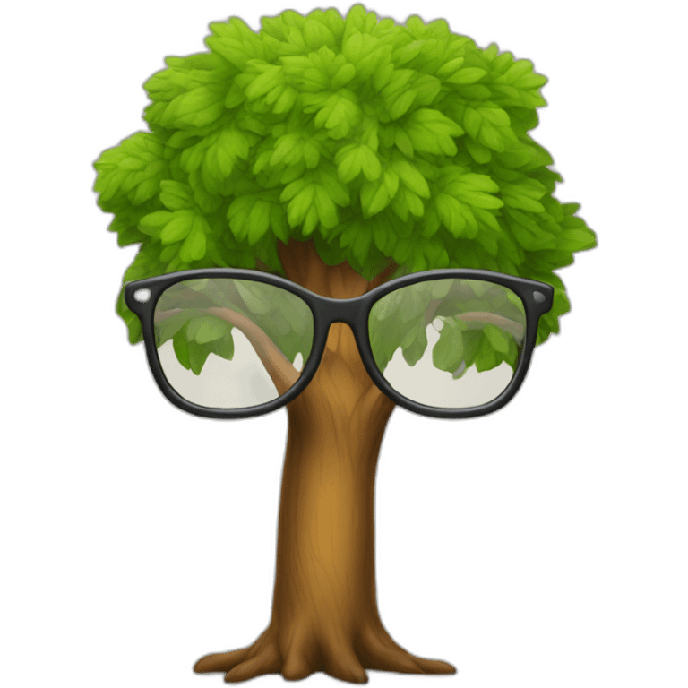 friendly tree wearing nerd glasses emoji