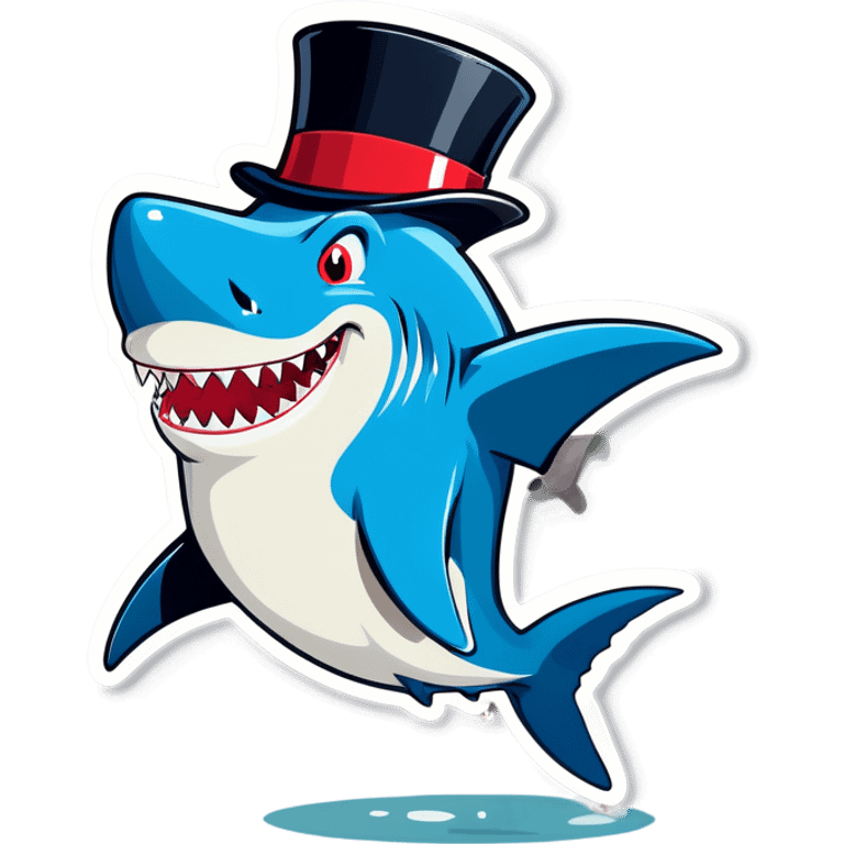 Shark with a top hat emoji