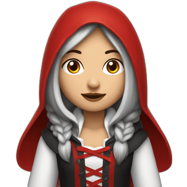 red-ridding-hood-girl-with-long-black-strait-hair-with-white-break emoji