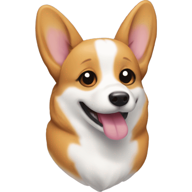 Smiling Corgi with flower coming out of head  emoji