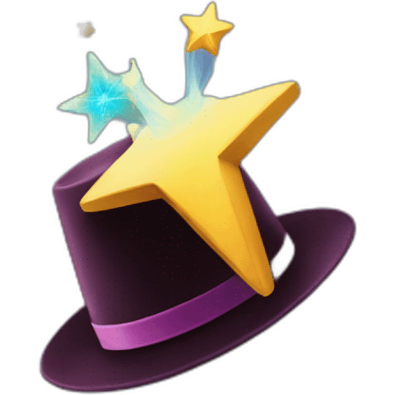 star jumping out of a magic hat without face emoji