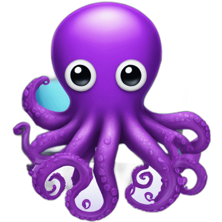 Cybersecurity Computer Cute purple Octopus with a computer emoji