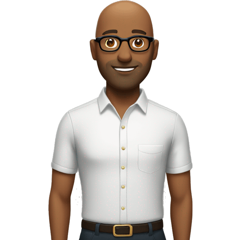 Brown man with bald hair and glasses emoji