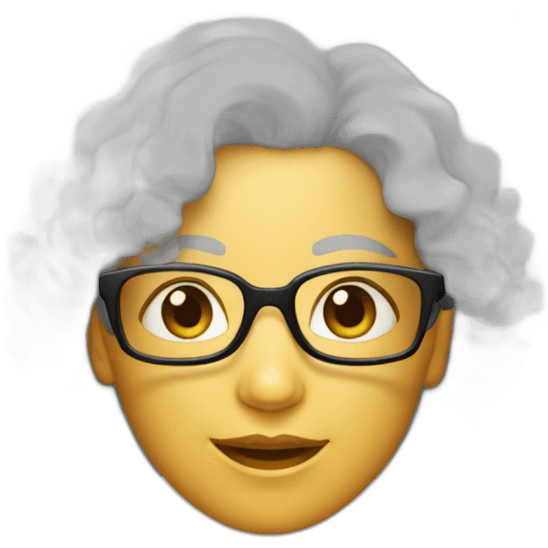 a female graphic designer with glasses and white curly hair. emoji