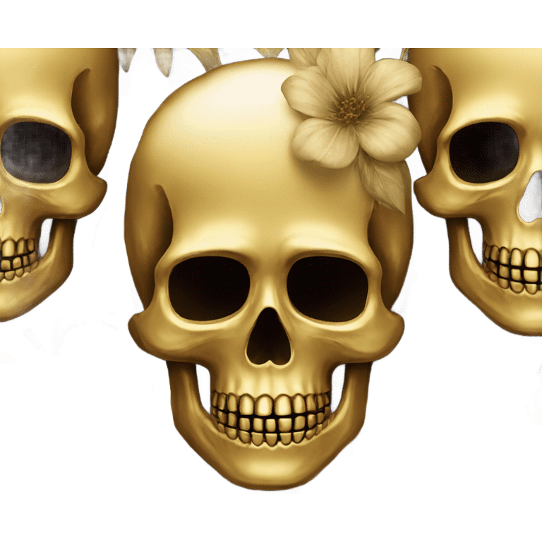 Golden skull with floral emoji