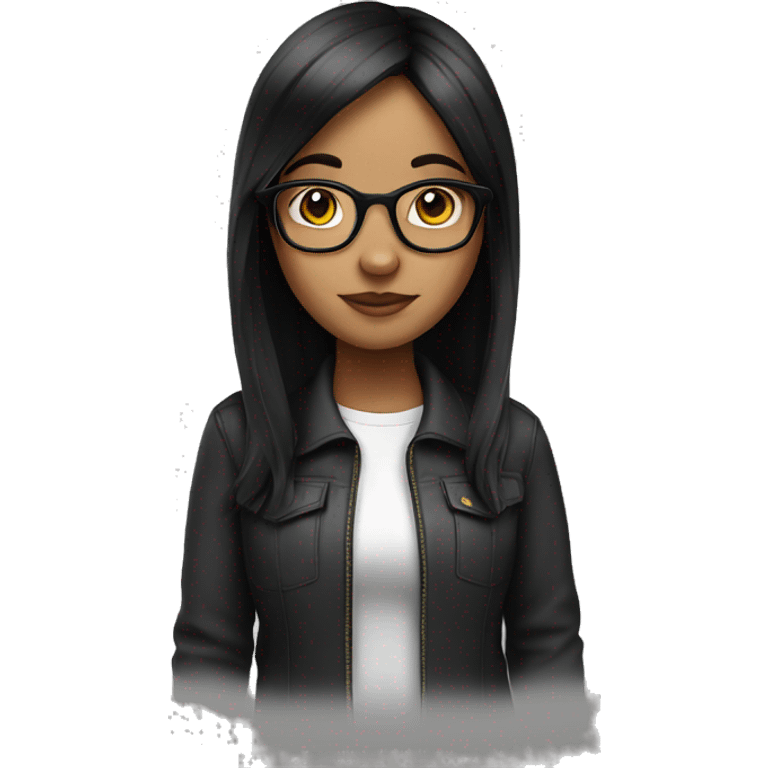 Girl with glasses black hair standing  emoji