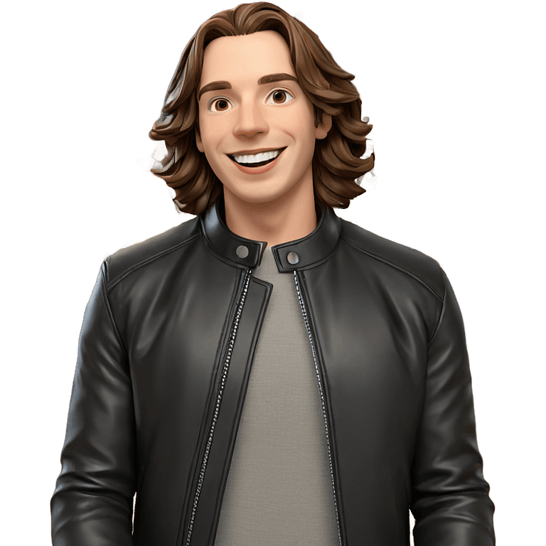 smiling male in leather jacket emoji