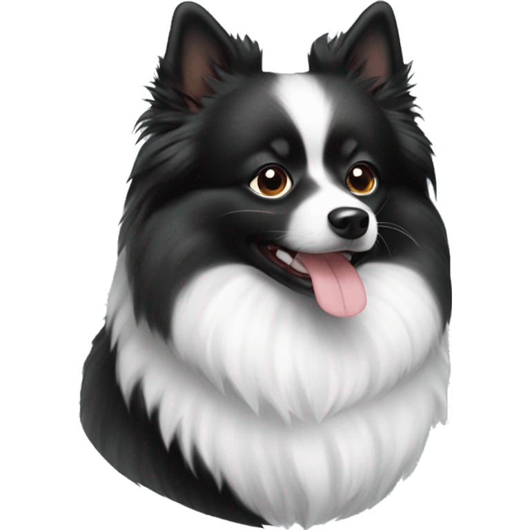 Black and white miniature german spitz emoji