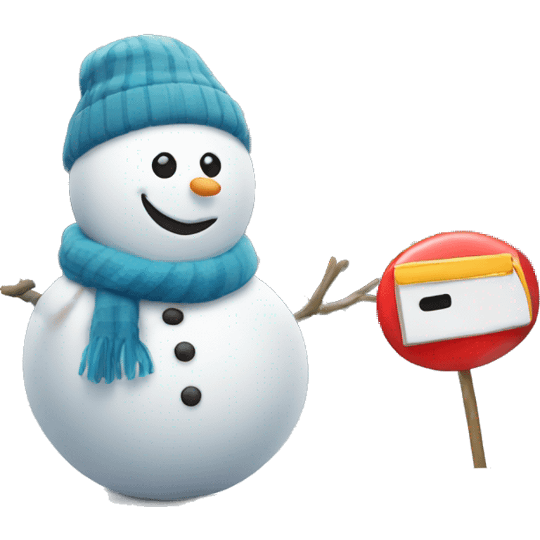 Snowmen near Christmas tree in Moscow  emoji