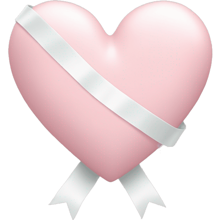 Pastel pink heart with white ribbon emoji