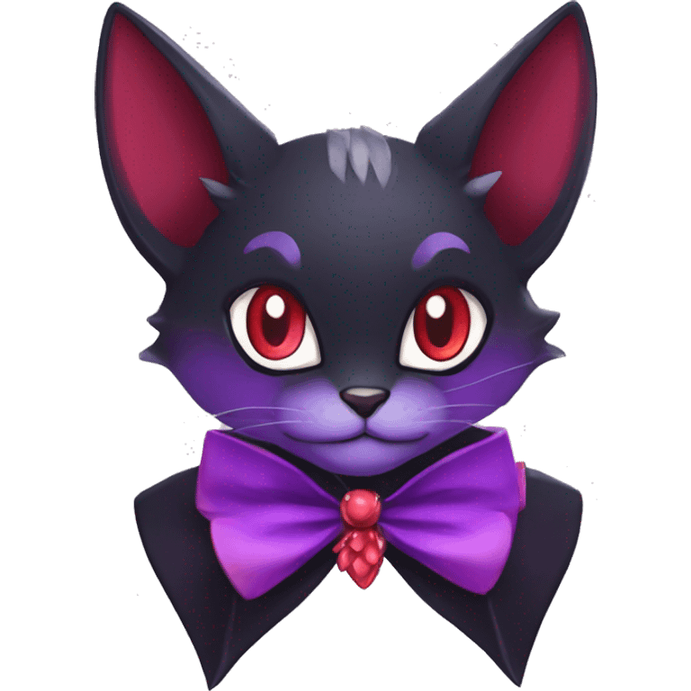  Cartoon kawaii edgy black purple red ethereal fantasy beautiful elegant nargacuga-Noivern-cat-Fakemon collar harness bow tie jewelries emoji