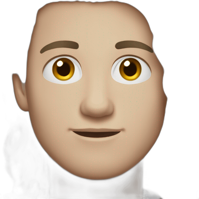 young caucasian man, dark brown hair, shaved emoji