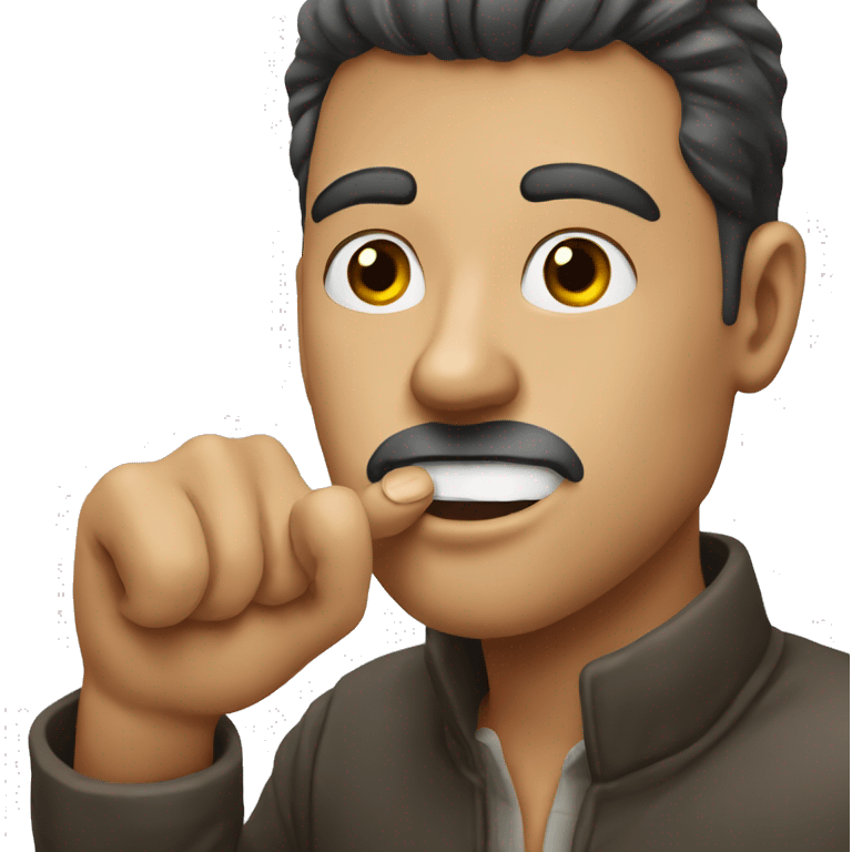 A Guy , with a foreigner hand on his mouth emoji