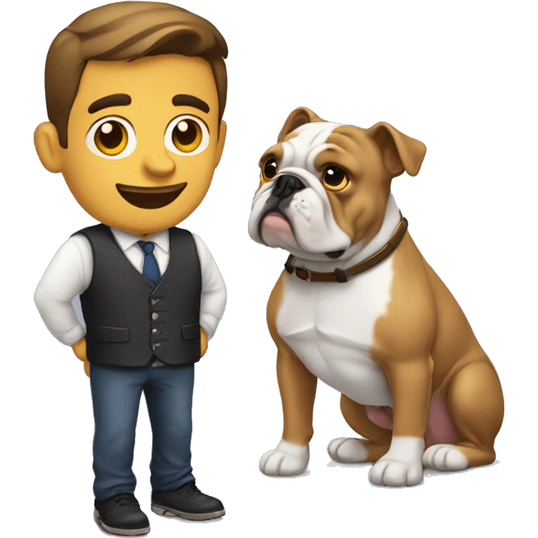 Hombre con bulldog francés  emoji