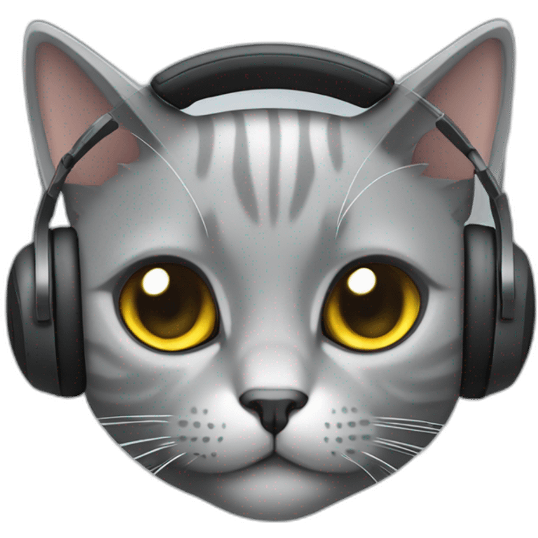 All Grey British short hair cat wearing gaming headset emoji