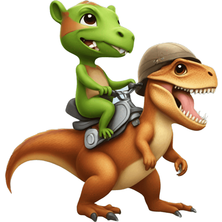 Squirrel riding a t-rex emoji