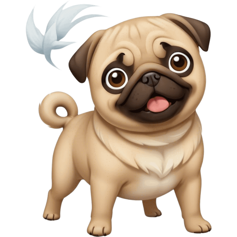 Pug being blown away by the wind emoji