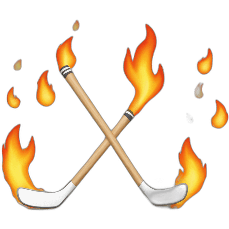 hockey stick with fire around emoji