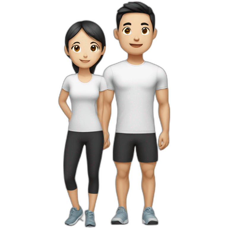 couple asian training together emoji